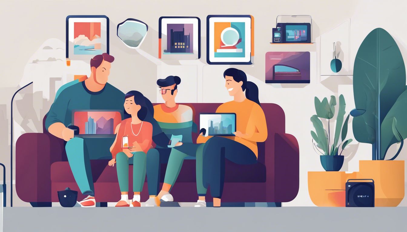 Een gezin kijkt samen televisie met behulp van Chromecast.