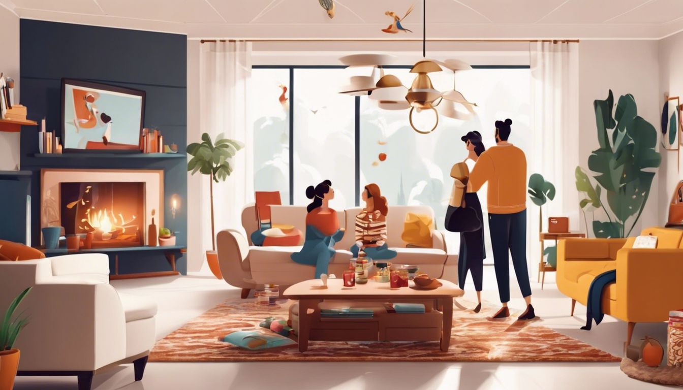 Een levendige familie die Disney-films kijkt in een gezellige woonkamer.