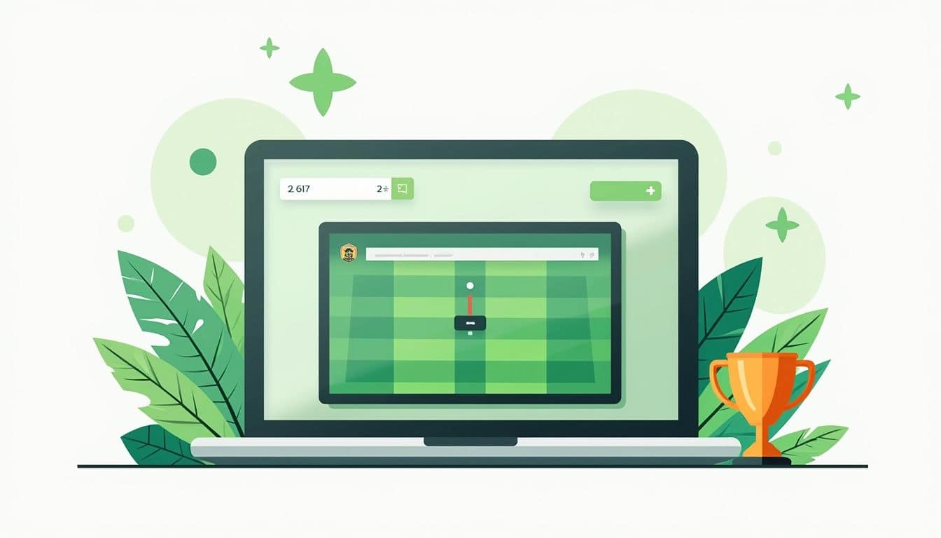 Minimalistische laptop met live FC Groningen-voetbalstream omgeven door vintage posters. Minimalistische laptop met live FC Groningen-voetbalstream omgeven door vintage posters.