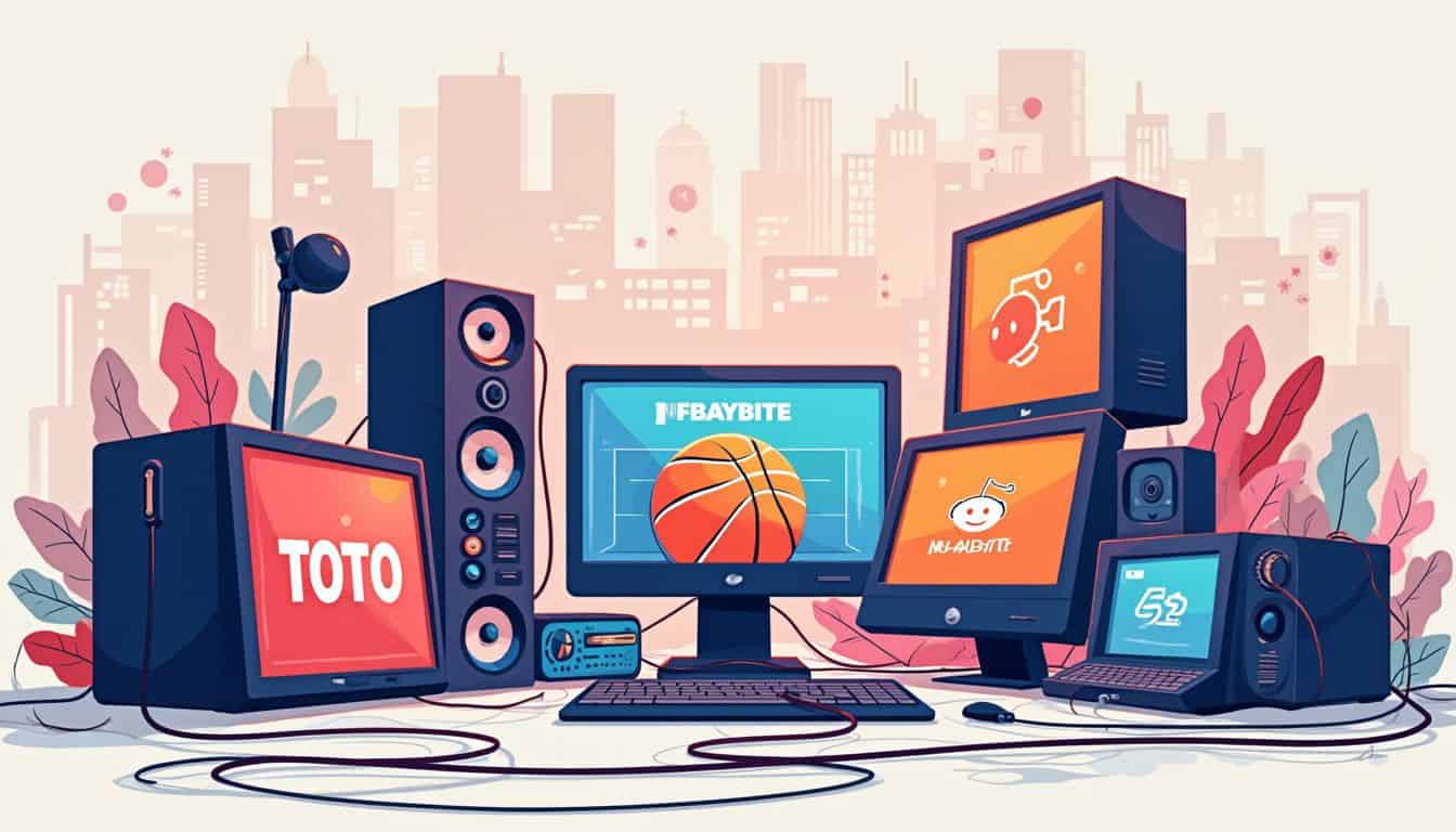 Minimalistische vectorillustratie van een rommelige kamer vol elektronische apparaten. Minimalistische vectorillustratie van een rommelige kamer vol elektronische apparaten.